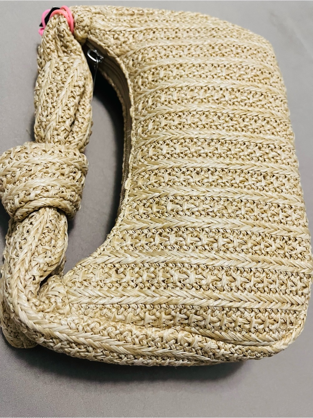 Knotted Straw Shoulder Bag in Natural - Picture 5 of 6